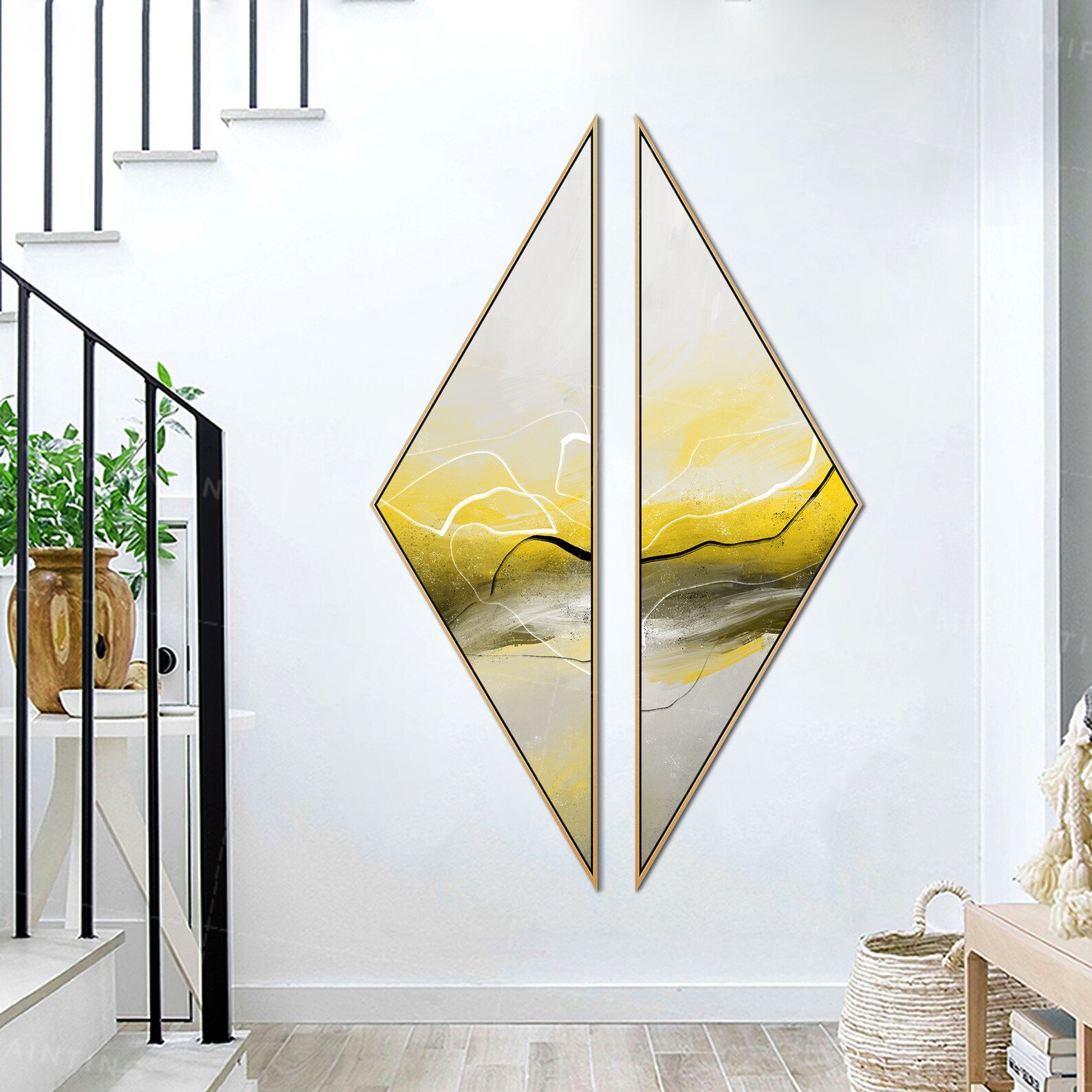 Framed Wall Art Set of 2 Wall Art Abstract Paintings on Canvas Etsy