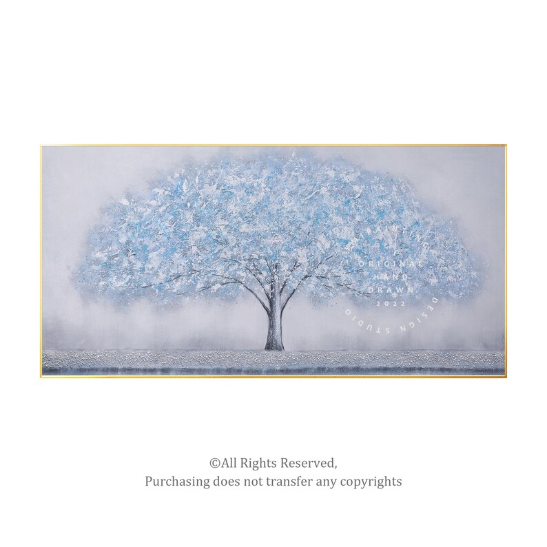 Abstract Blue Tree Painting With Stonetree of Life - Etsy