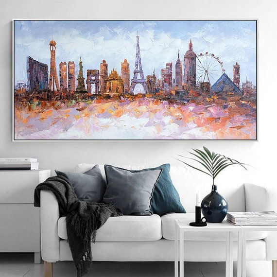 Original Las Vegas Skyline oil paintings On Canvas modern | Etsy