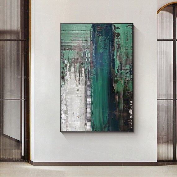 Emerald Green Painting on Canvas Original Framed Wall Art Etsy