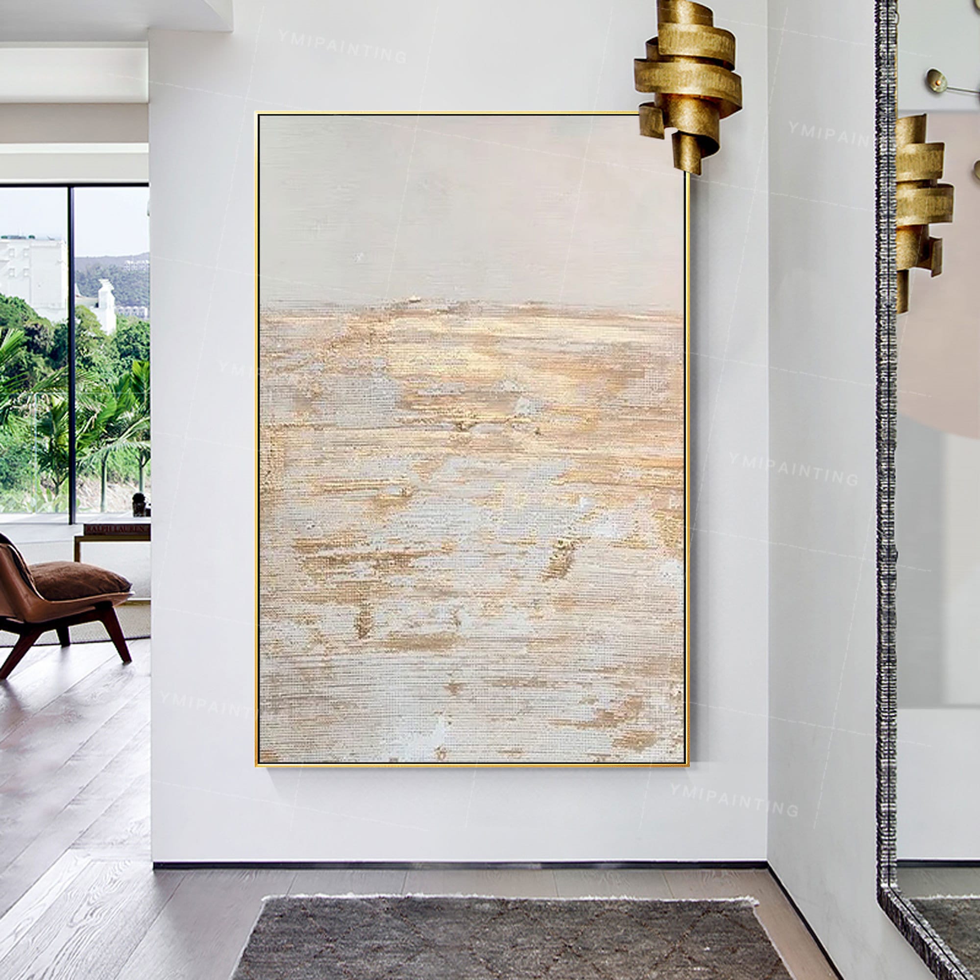 Large Abstract Painting: Modern Pink Gold Boho Wall Art - Etsy