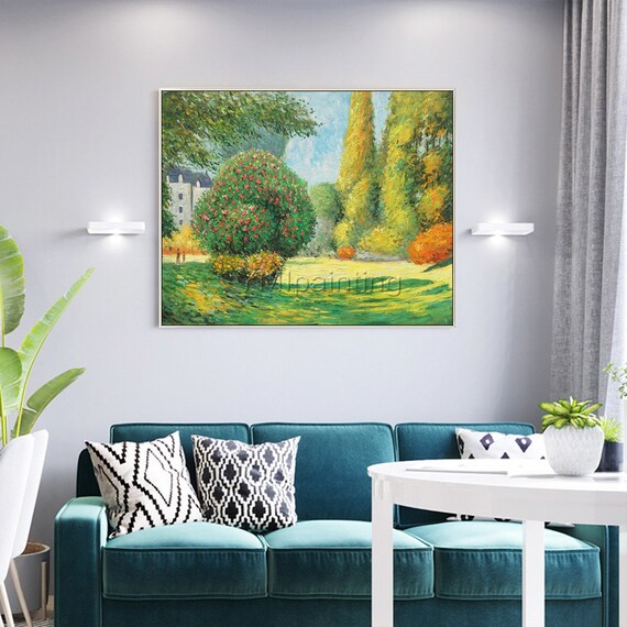 Claude Monet Landscape Painting on Canvas Green Texture Oil | Etsy