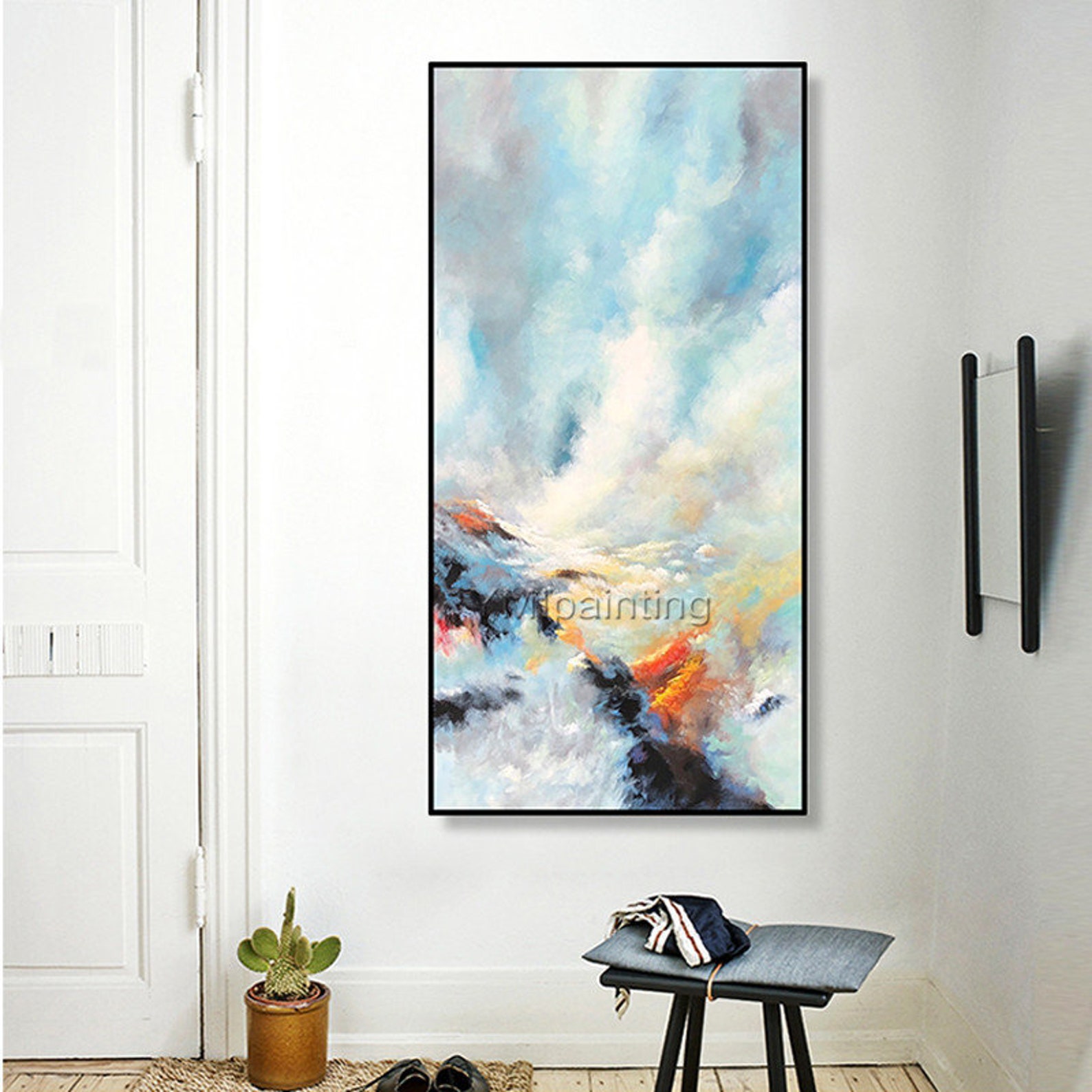 Abstract Painting Acrylic Blue Landscape Paintings on Canvas Etsy