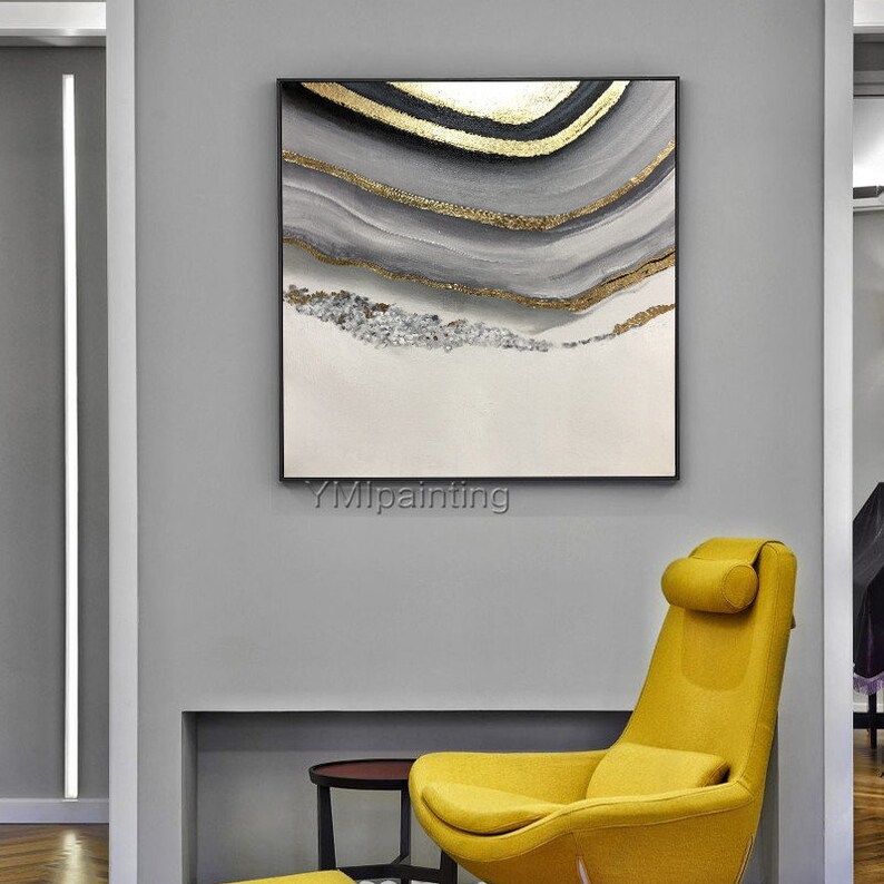 Modern Abstract Framed Wall Art Acrylic Painting on Canvas Etsy