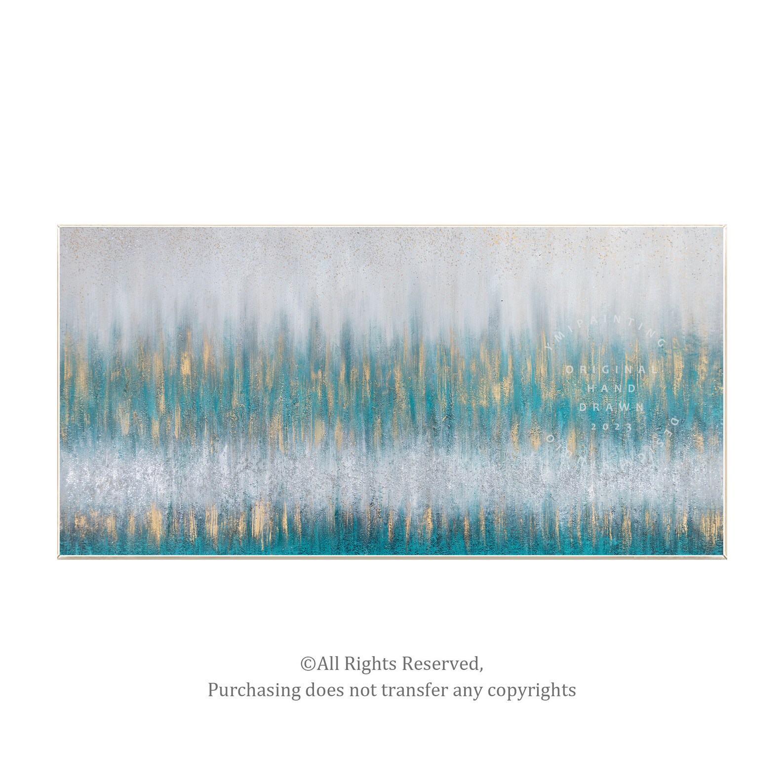 Silver Glitter Painting Originalteal Wall Artteal Etsy