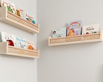 Rattan Shelf Nursery Bookshelf Nursery Shelves Nursery Shelf Bookshelves Kid's Bookshelf Nursery Decor Nursery Room Rattan Decor