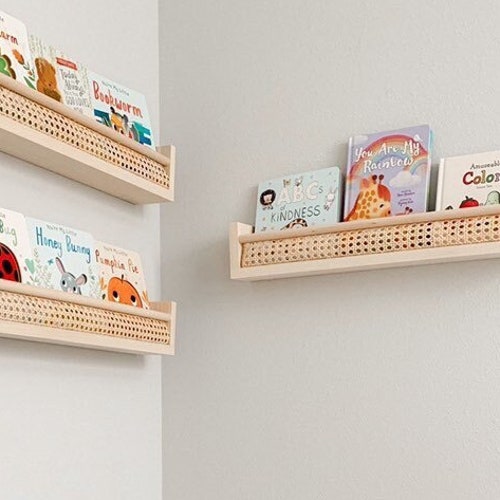 Rattan Shelf Nursery Bookshelf Nursery Shelves Nursery Etsy