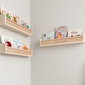 Rattan Shelf Nursery Bookshelf Nursery Shelves Nursery Shelf Bookshelves Kid's Bookshelf Nursery Decor Nursery Room Rattan Decor