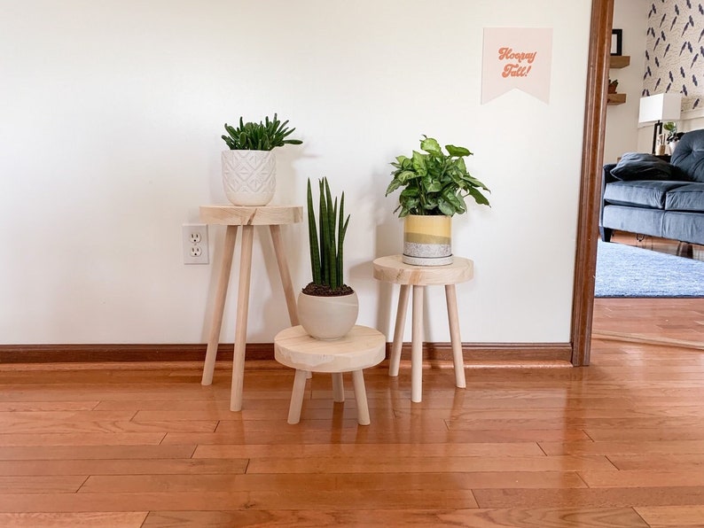 Discover our modern wood plant stand, a versatile three-leg stool, perfect for showcasing indoor plants. This stylish, functional wood stool doubles as a plant riser, enhancing your home decor effortlessly.