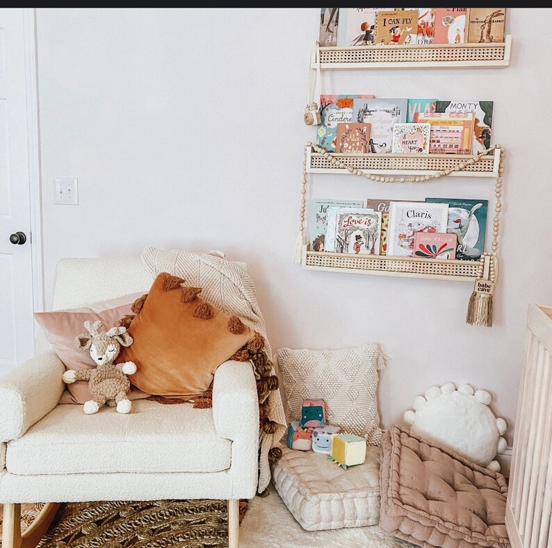 Rattan Shelf Nursery Bookshelf Nursery Shelves Nursery Etsy