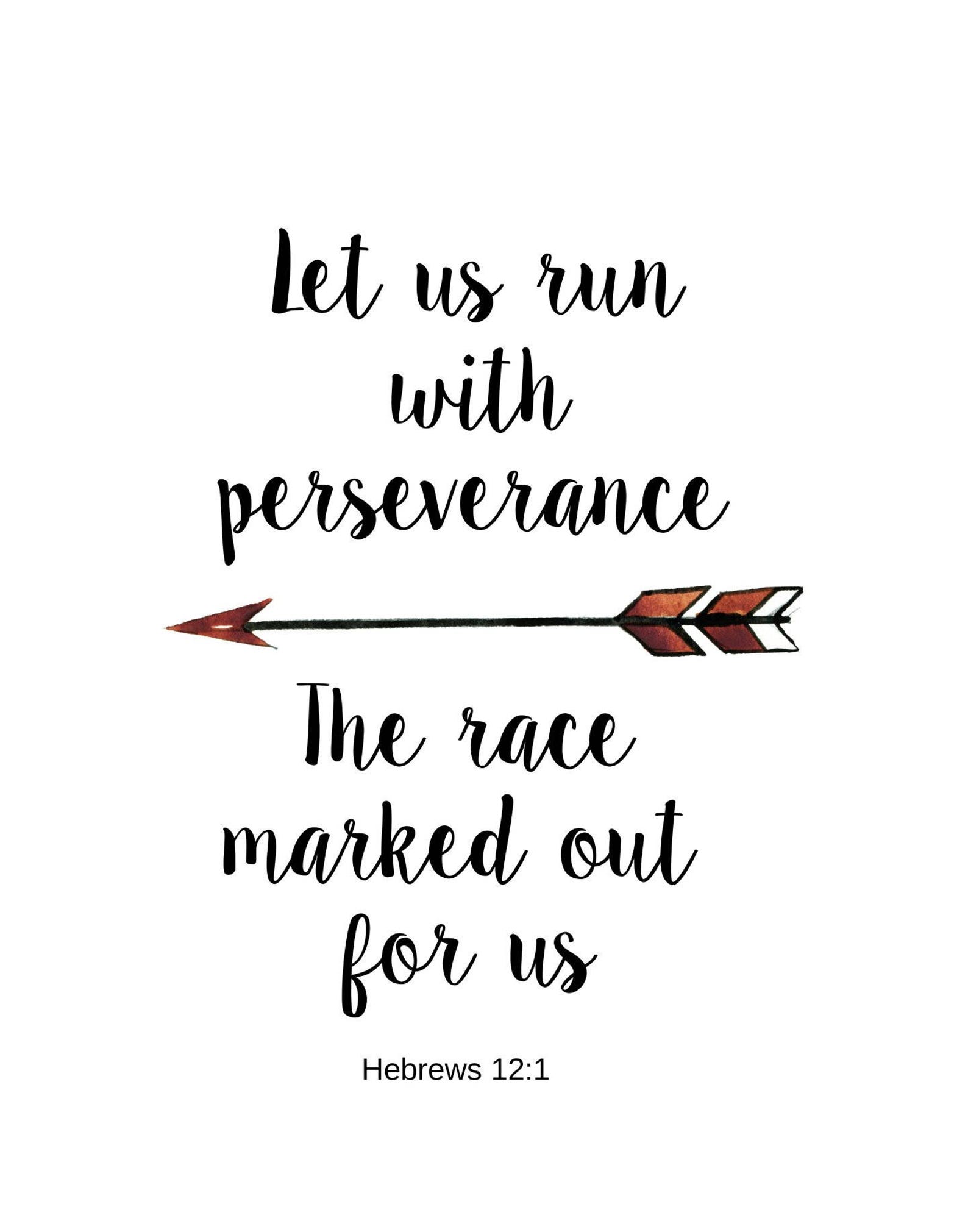 Scripture Verse Printable Let Us Run With Perseverance Bible Etsy