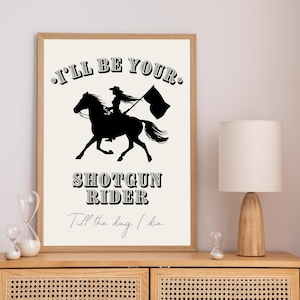Impresión lírica de "Shotgun Rider" de Beyoncé, Cowboy Carter - Arte mural del oeste, descarga digital imprimible, decoración de cultura pop, caballo negro