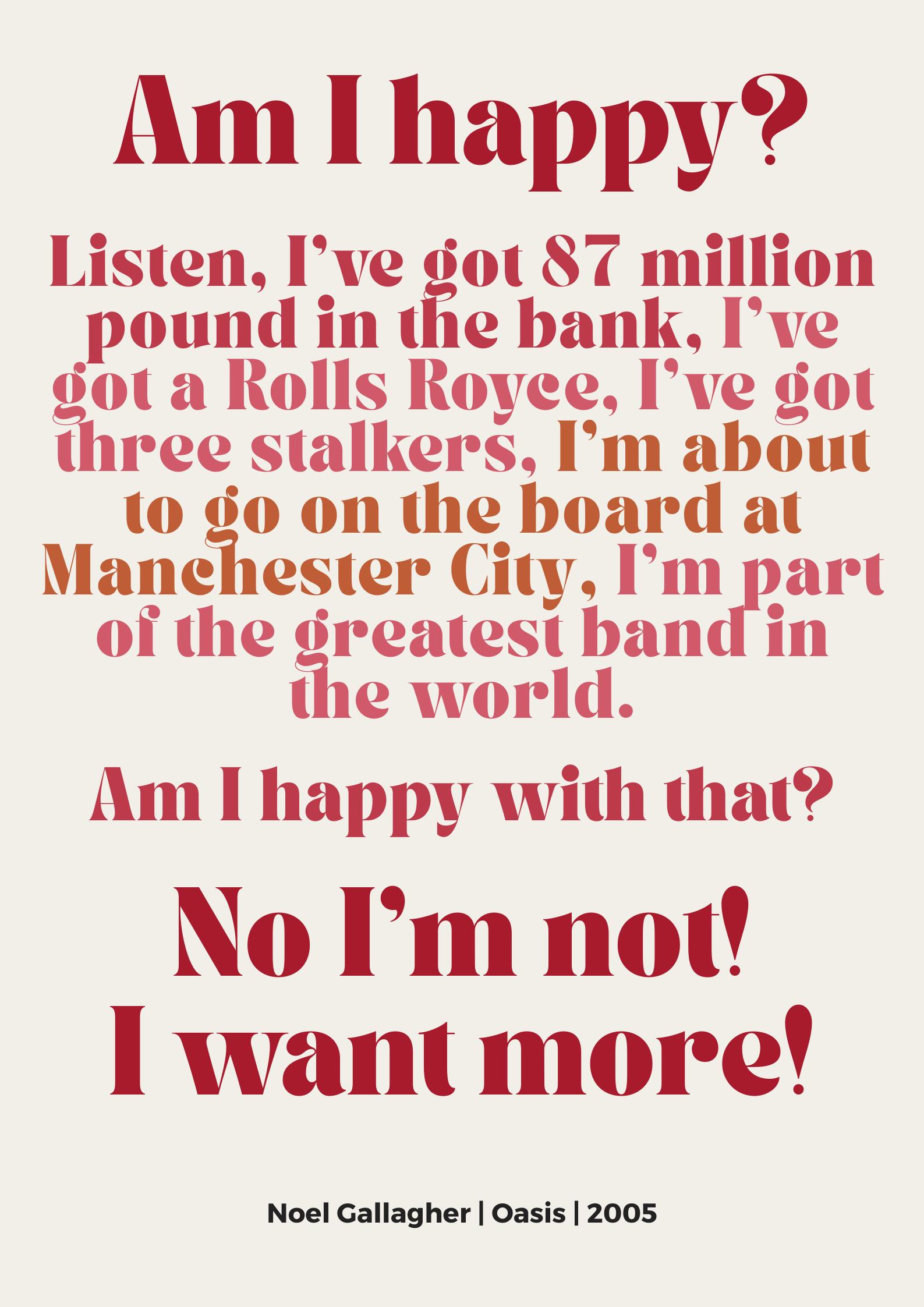 Noel Gallagher Oasis Quote Print: 90s Britpop Wall Art (digital Download  A5, A4, A3, A2, A1, A0 PDF File) - Etsy Israel, image size:1587x2245