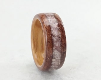 wooden ring || wood ring || ring for women || Elegant bentwood ring made in two tones || Handmade Alternative Ring - Size: USA 7 1/2