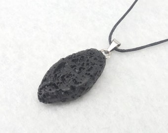 wood pendant //wood necklace //necklaces //Pendants // Volcanic Rock Black Necklace