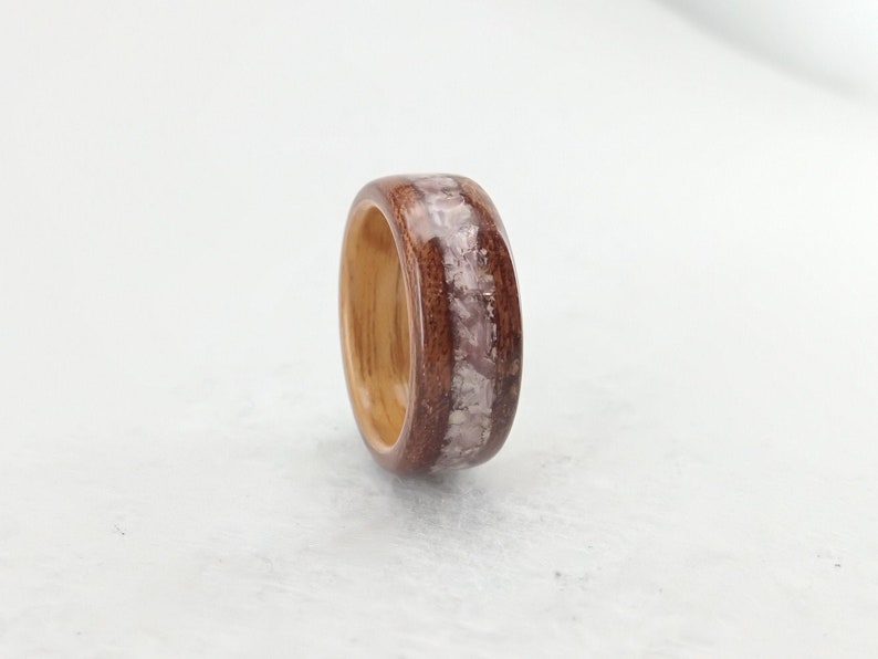 wooden ring wood ring ring for women Elegant bentwood ring made in two tones Handmade Alternative Ring Size: USA 7 1/2 画像 1