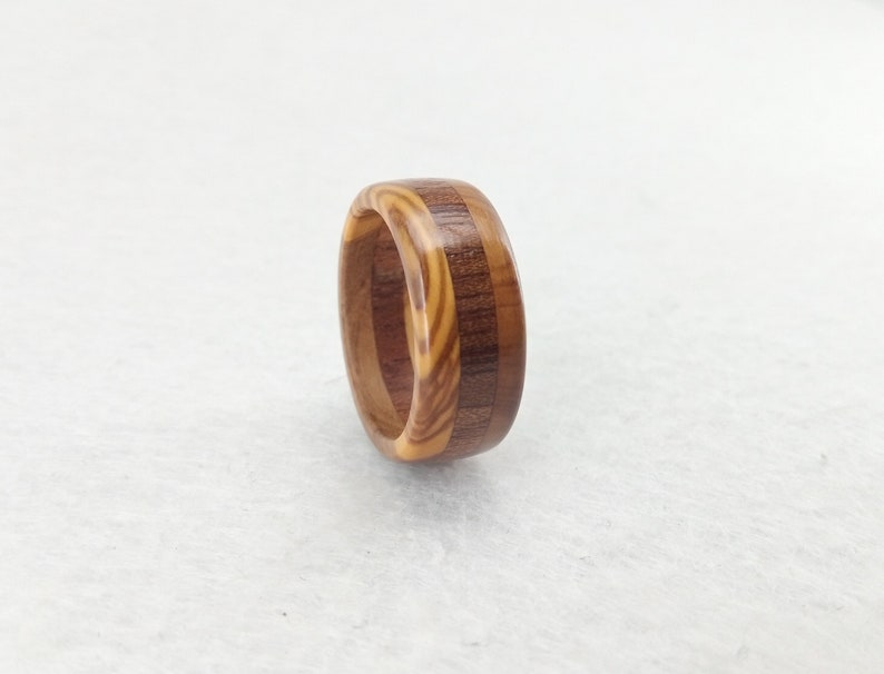 Wooden ring Elegant ring with two variations of wood, olive and mahogany Handmade alternative ring Size 18.30 mm USA 8 1/4 image 1
