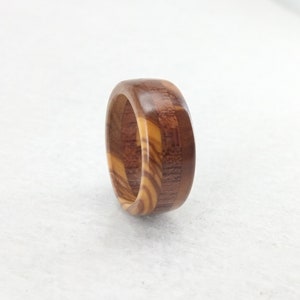 Wooden ring Elegant ring with two variations of wood, olive and mahogany Handmade alternative ring Size 18.30 mm USA 8 1/4 image 6