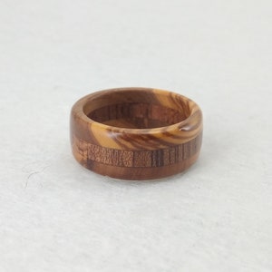 Wooden ring Elegant ring with two variations of wood, olive and mahogany Handmade alternative ring Size 18.30 mm USA 8 1/4 image 8