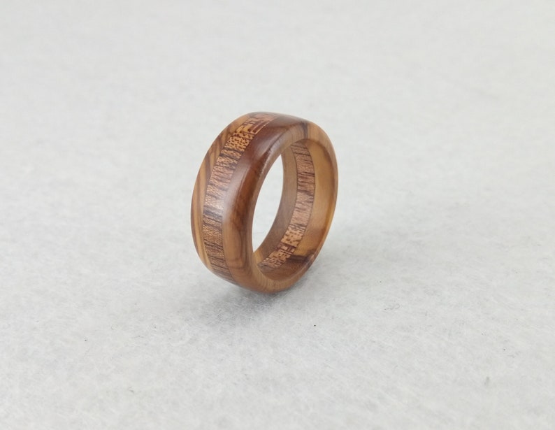 Wooden ring Elegant ring with two variations of wood, olive and mahogany Handmade alternative ring Size 18.30 mm USA 8 1/4 image 7