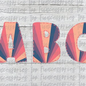 Geometric Line Faux Applique Alphabet Font PNG Digital Download
