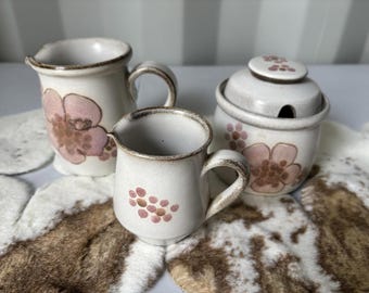 ヴィンテージ デンビー 1970年代 ジプシーローズ マーマレード瓶、シュガーポット、クリーマー、ミルクジャグ