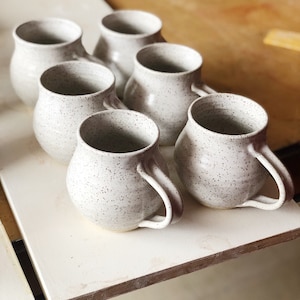 Bulb Mug: Speckled white pottery mug/ pottery gift/ stoneware mug/ coffee mug/ Christmas gift image 2