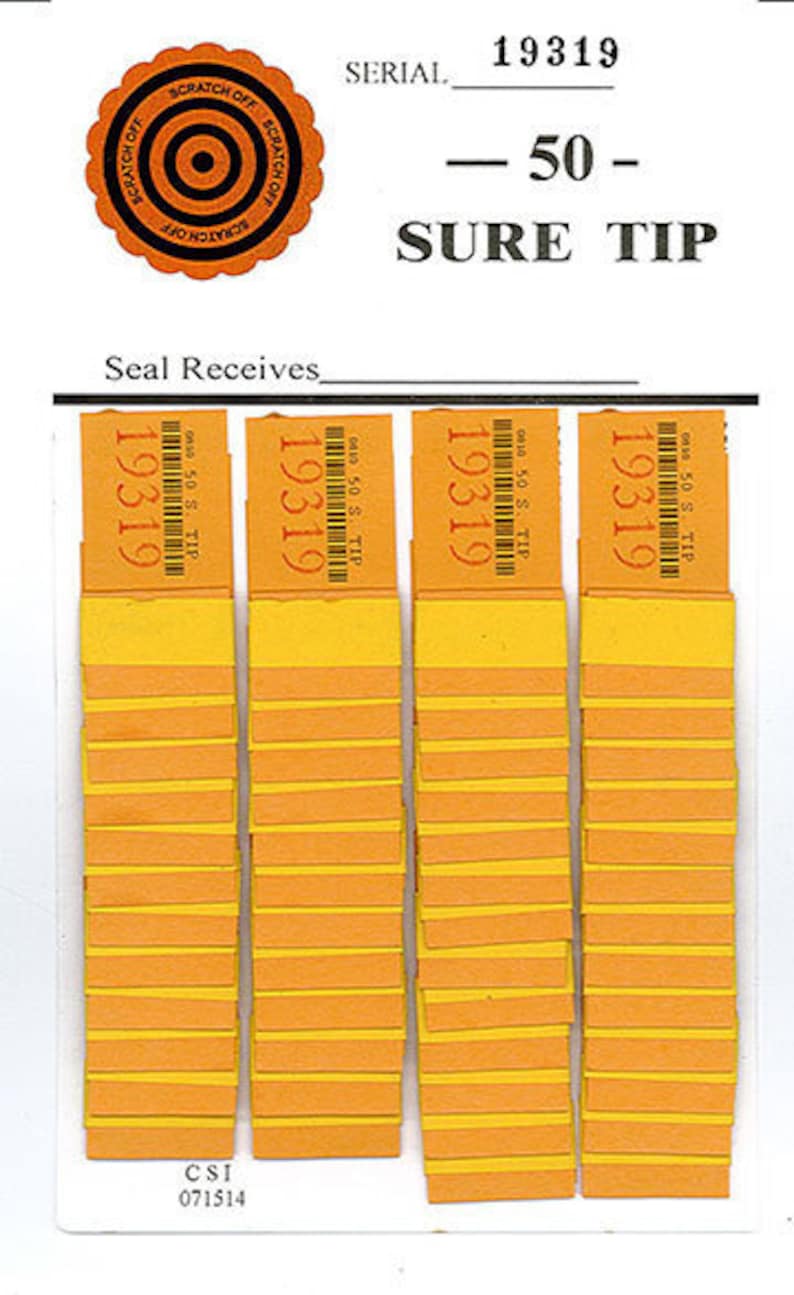 One Dozen 50 Sure Tip Boards Raffle Tickets/Jar Tickets Free Etsy