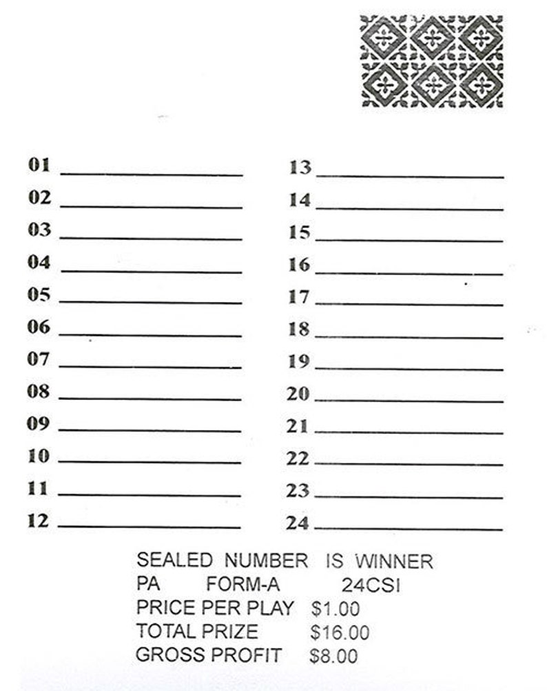 One Dozen 24 Sure Tip Boards Raffle Tickets Jar Tickets Free Etsy