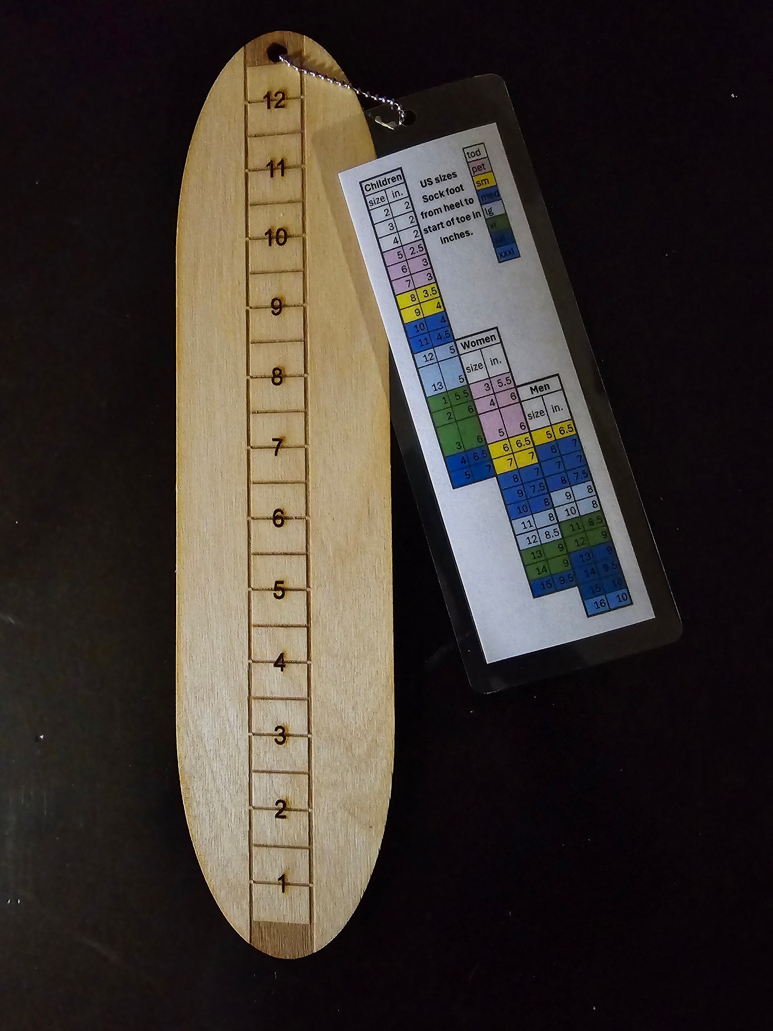 Sock Ruler and Sizing Chart Etsy
