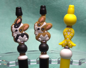 Corgi Dog/Pet Cancer Awareness Beaded Pens