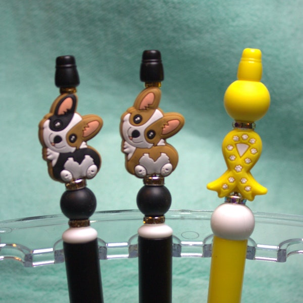 Corgi Dog/Pet Cancer Awareness Beaded Pens