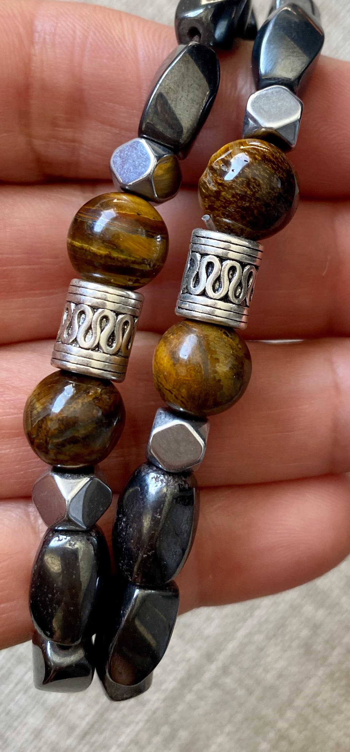 Genuine stone Tigers Eye Hematite Silver/Energy Etsy