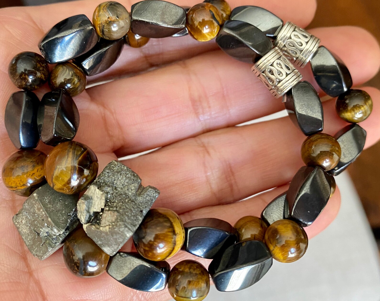 Hematite Pyrite Tigers Eye Energy Bracelets Etsy