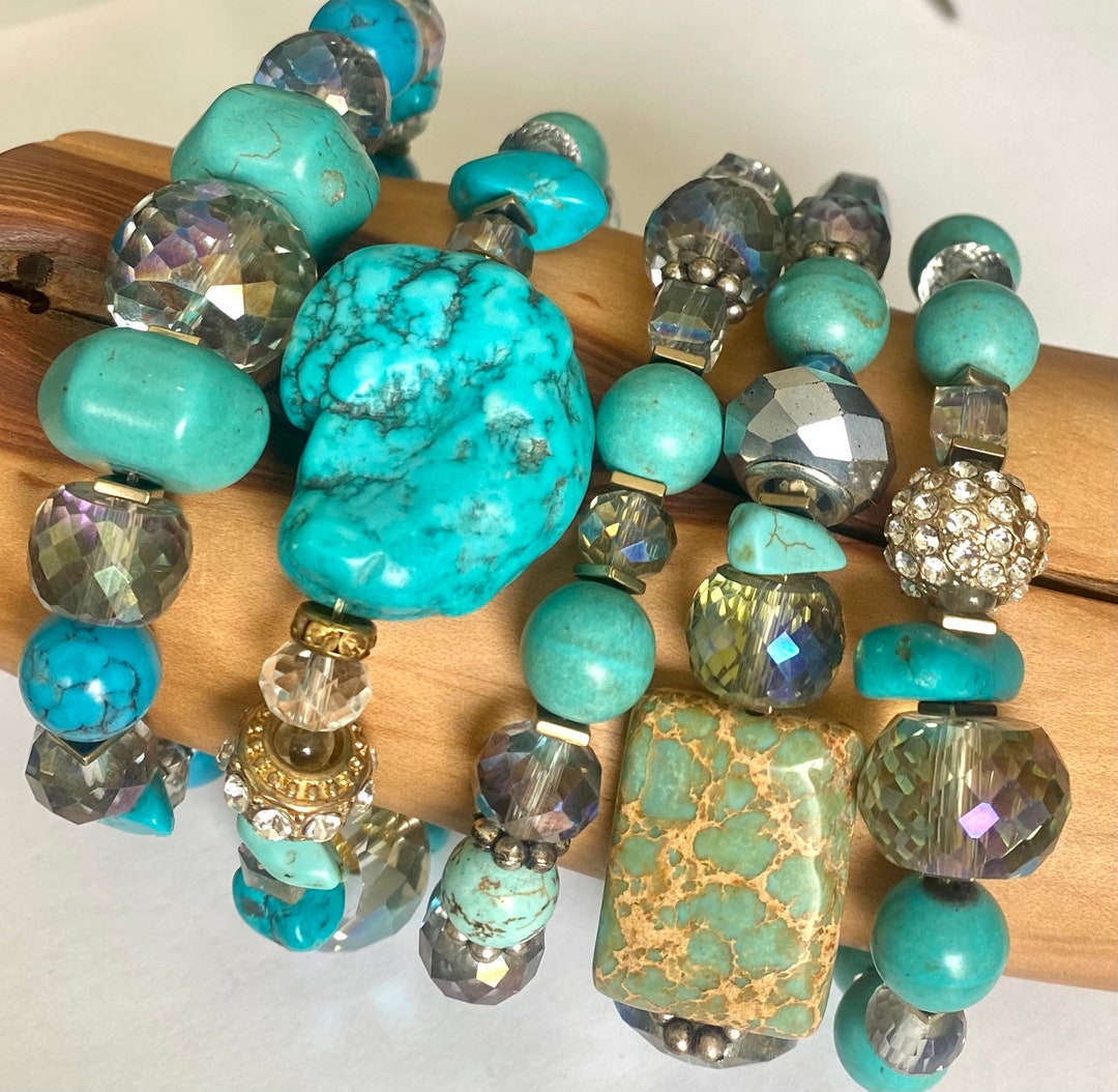Genuine Stone Turquoise Bracelets Etsy