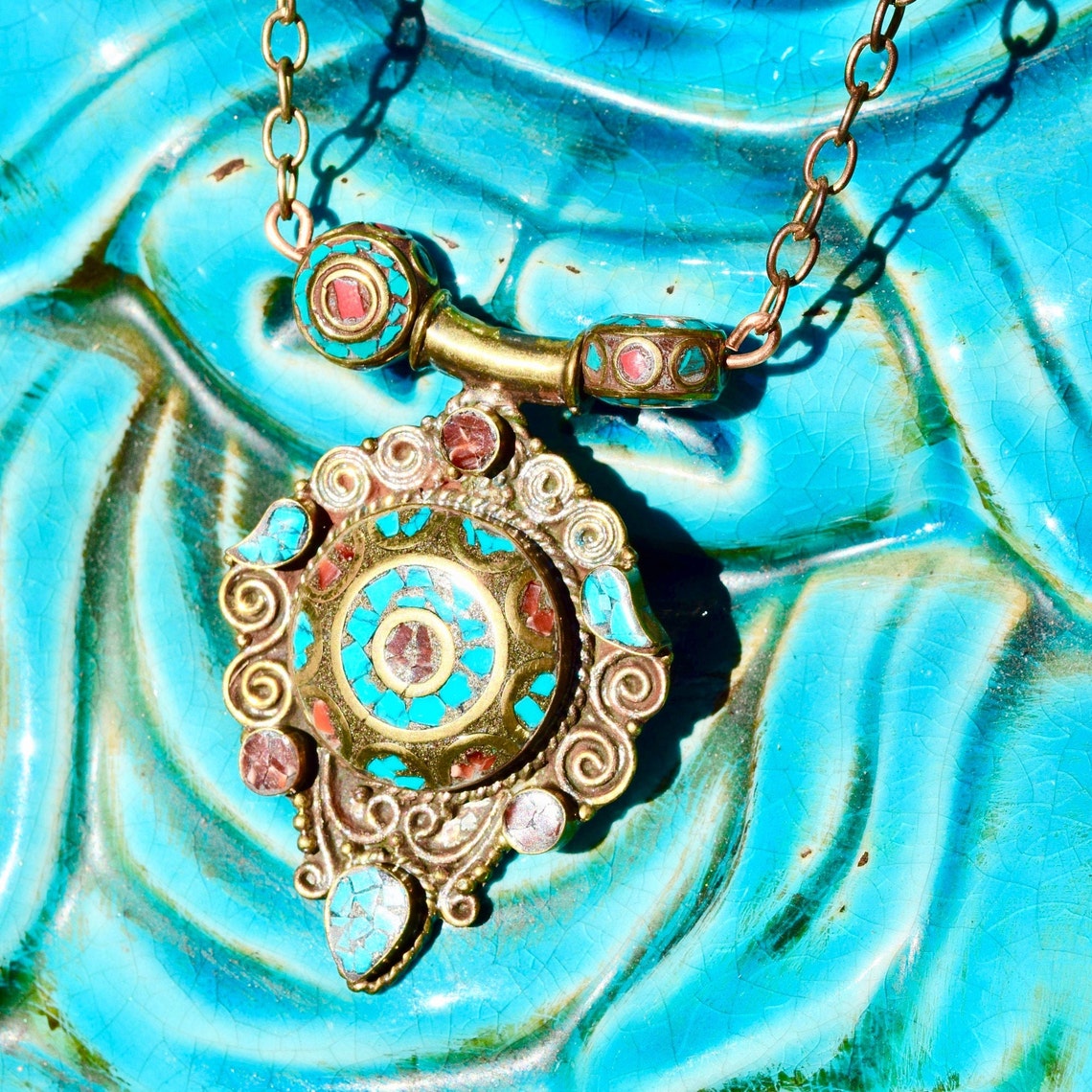 Tibetan Prayer Pendant Necklace Etsy UK