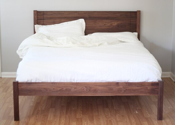 Modern Walnut Platform Bed Frame Mid Century Modern Bedroom Furniture