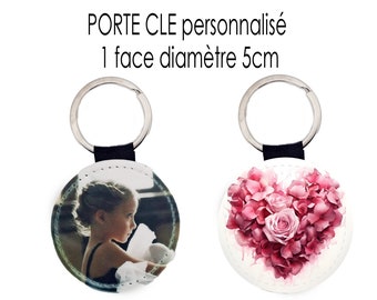 Porte clé photo, porte clé personnalisé, porte clé simili cuir