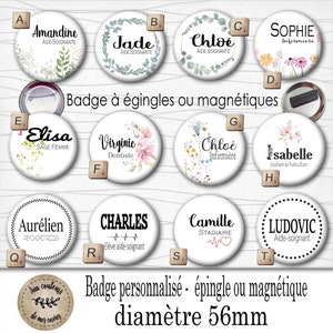 Personalized nursing badges, nurse badge, magnetic badge, personalized profession badge diam 56mm