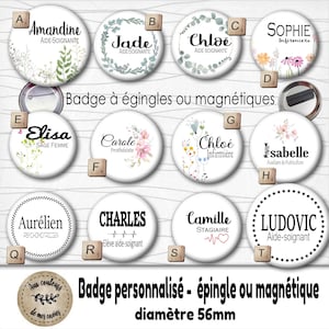 Badges infirmières personnalisés,  badge infirmière, badge magnétique, badge métiers personnalisé diam 56mm