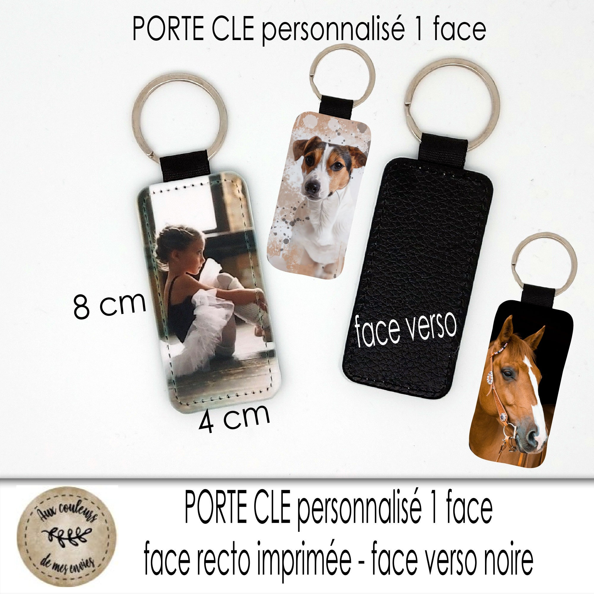 Porte-Clés Personnalisé Photo Pet love, Carré, recto-verso