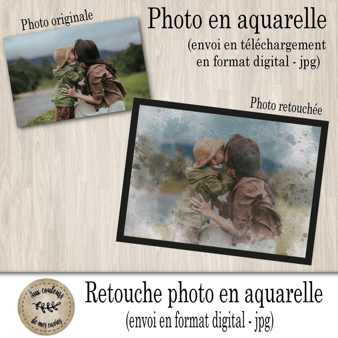 RETOUCHE PHOTO Photo transformée en aquarelle cadeau pour Etsy France