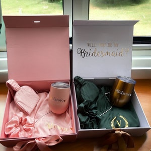 Sage Green Bridesmaid Proposal Gift Box Personalized Box Bridal Party Maid of Honor Mothers Day Birthday Box Customized Pajama Set image 5