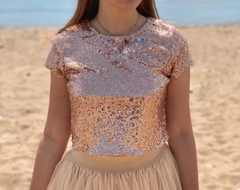 Leezeshaw Womens Shimmer Sequin Embellished Sparkle Blouse Top Shirt