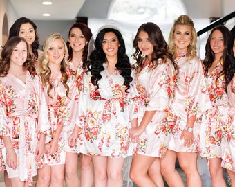 Sale! Silk Bridesmaid Robes - Bridesmaid Gift - Floral Robes - Getting Ready Robes - Bridal Party - Kimono Robe - Wedding Robes - Bride Robe