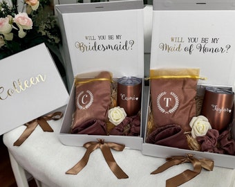 Rosewood Bridesmaid Proposal Gift Box Personalized Bridesmaid Box Bridal Party Maid of Honor, Bridesmaid Gifts,  Customized Pajama Set