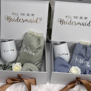 Will You be My Bridesmaid  Proposal Box with Satin Pajamas, Bridesmaid Gift Box, Bridesmaid Proposal Gifts, Bridesmaid Gifts