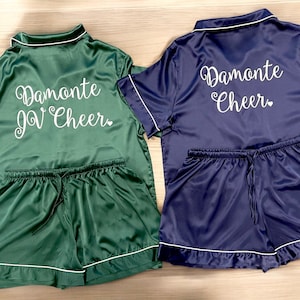 Monogram Silky Satin Cheer Pajamas: Birthday Squad PJs
