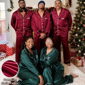 Matching Family Christmas Pajamas – Custom Name Satin PJs | Personalized Holiday Sleepwear for Mom, Dad & Kids | Xmas Gift Set Bild 3
