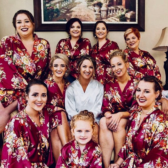 Floral Bridesmaid Robes Bridesmaid Gift Silk Bridesmaid Etsy
